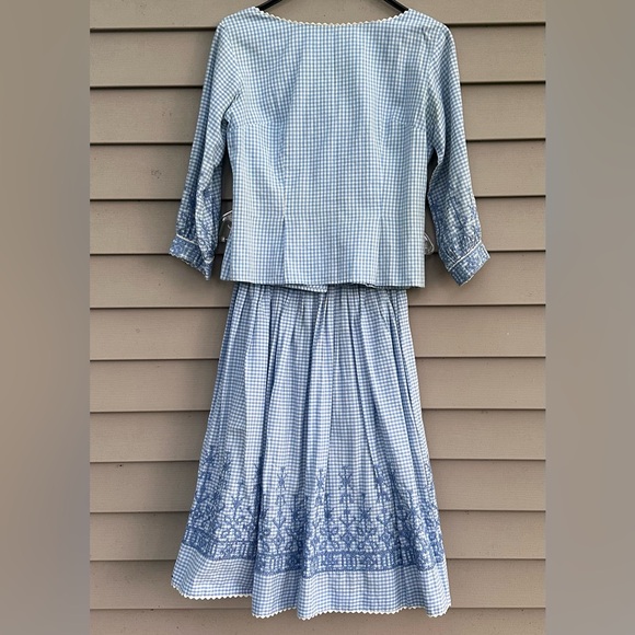 AS IS vintage gingham skirt & top set w/ embroidery Sz XS - Picture 1 of 11